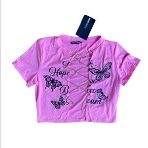 NWT Fashion Nova Butterflies in my Stomach top size Large